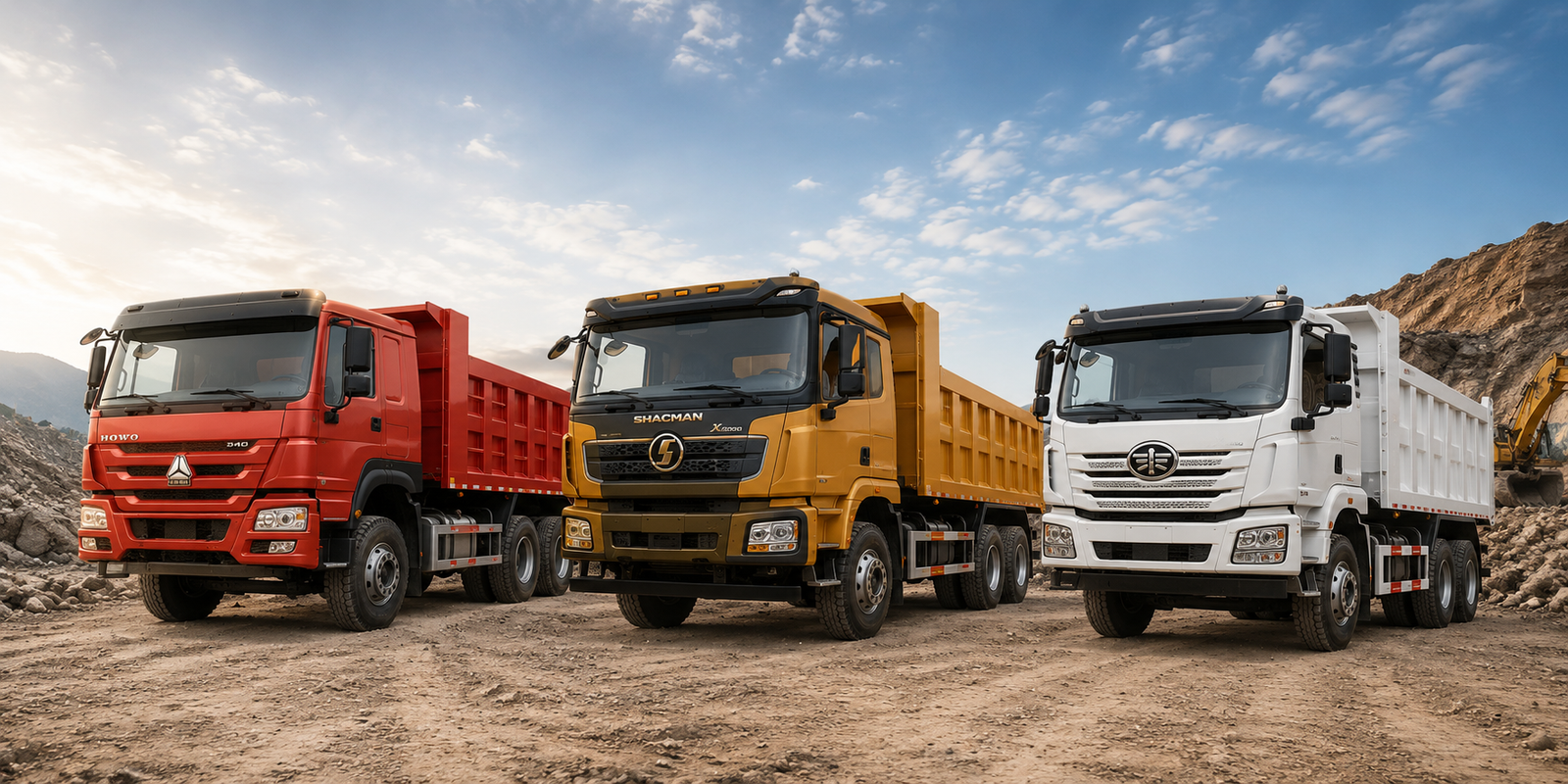 Heavy duty Chinese trucks ready for export