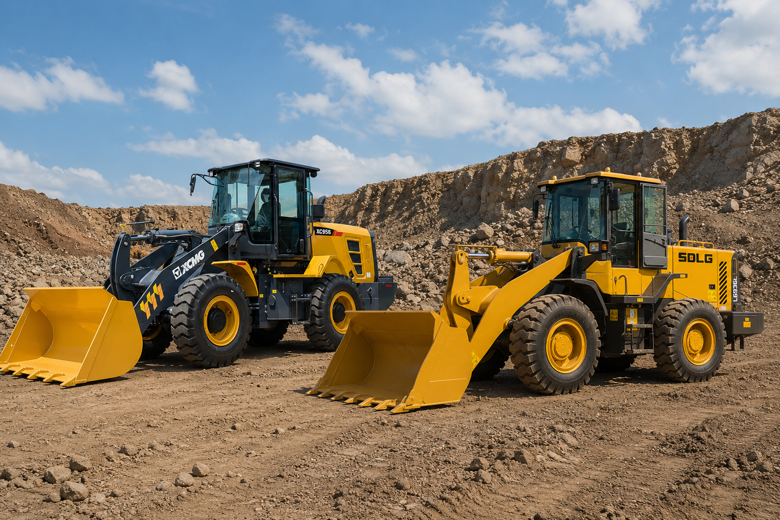 Wheel loader on construction site
